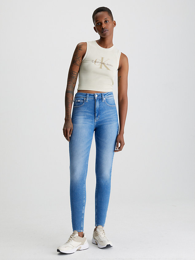 blue jeansy high rise super skinny do kostek dla kobiety - calvin klein jeans