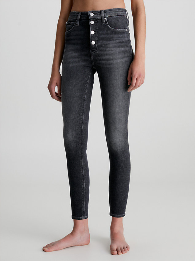 grey jeansy high rise super skinny do kostek dla kobiety - calvin klein jeans