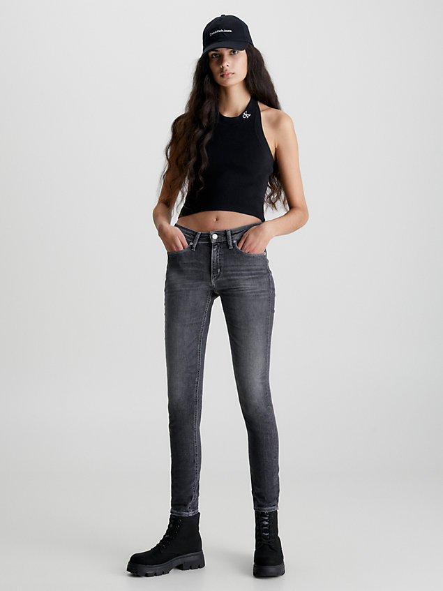 black mid rise skinny jeans voor dames - calvin klein jeans