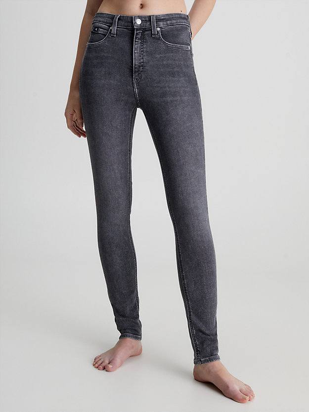 denim grey high rise skinny jeans voor dames - calvin klein jeans