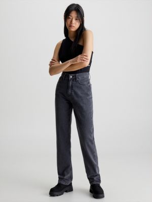 denim black high rise straight jeans for women calvin klein jeans