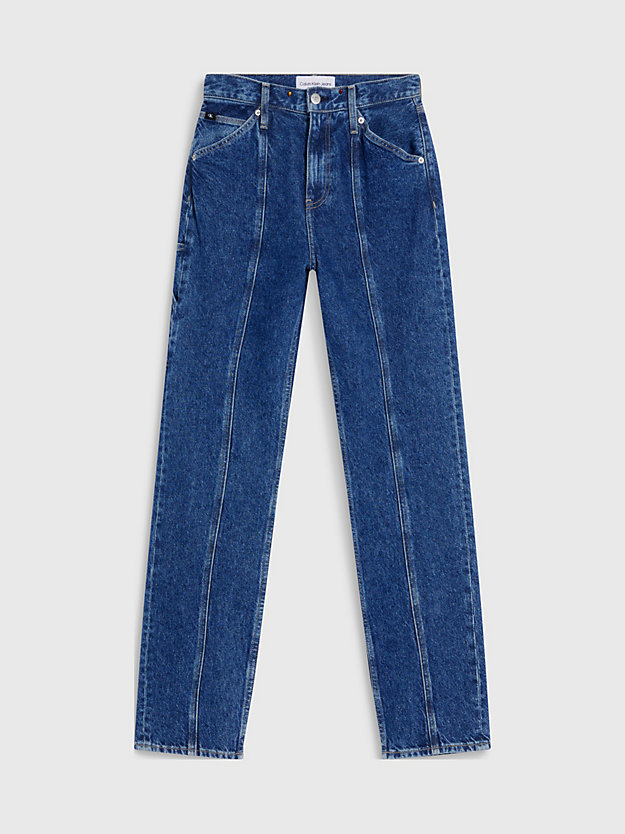 jean droit taille haute utilitaire denim medium pour femmes calvin klein jeans