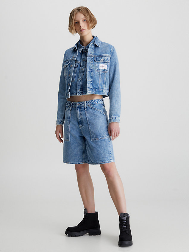 blue utility-shorts aus denim für damen - calvin klein jeans