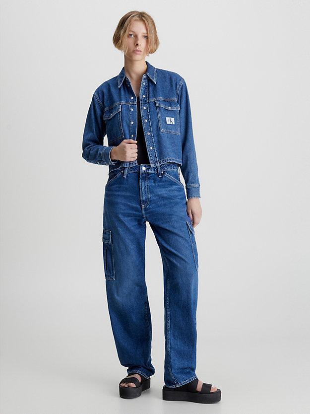 denim dark cropped denim-hemdjacke für damen - calvin klein jeans
