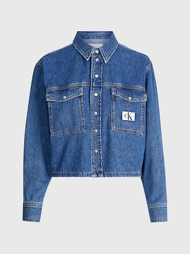 giacca-camicia in jeans corta blue da donna calvin klein jeans