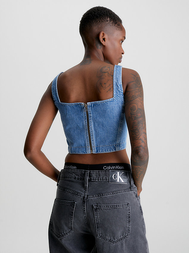 blue denim corset top for women calvin klein jeans