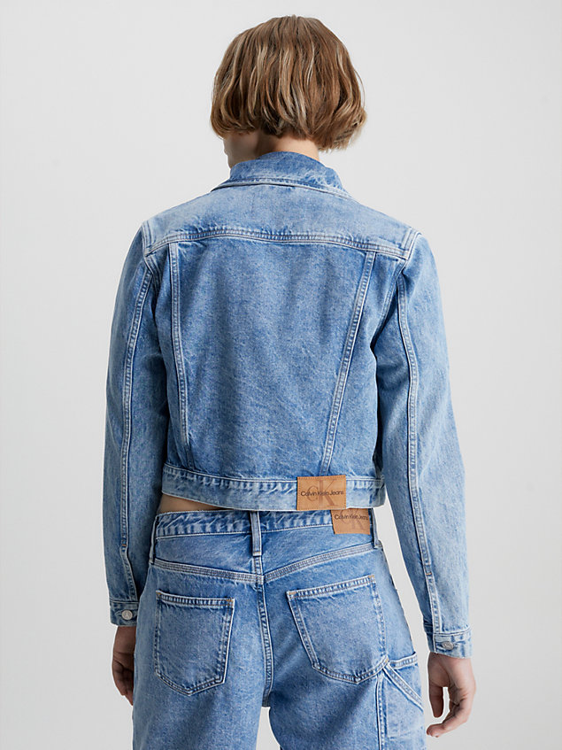blue recycled cropped denim jacket for women calvin klein jeans