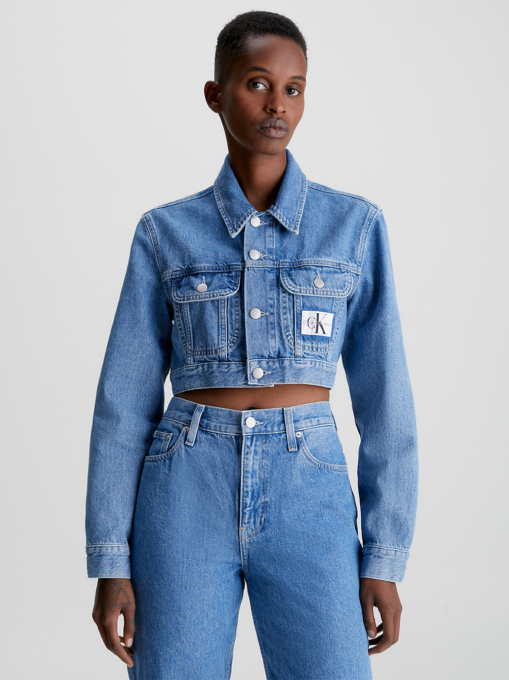 DENIM MEDIUM Super Cropped Denim Jacket undefined women Calvin Klein