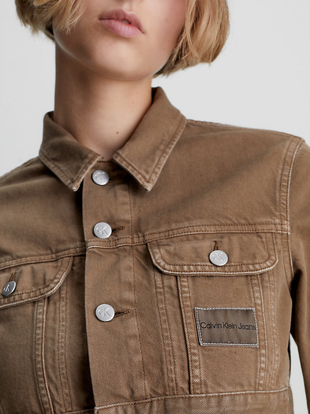 brown super cropped denim jacket for women calvin klein jeans