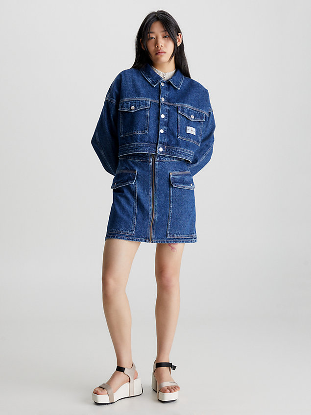 veste courte en jean recyclé blue pour femmes calvin klein jeans