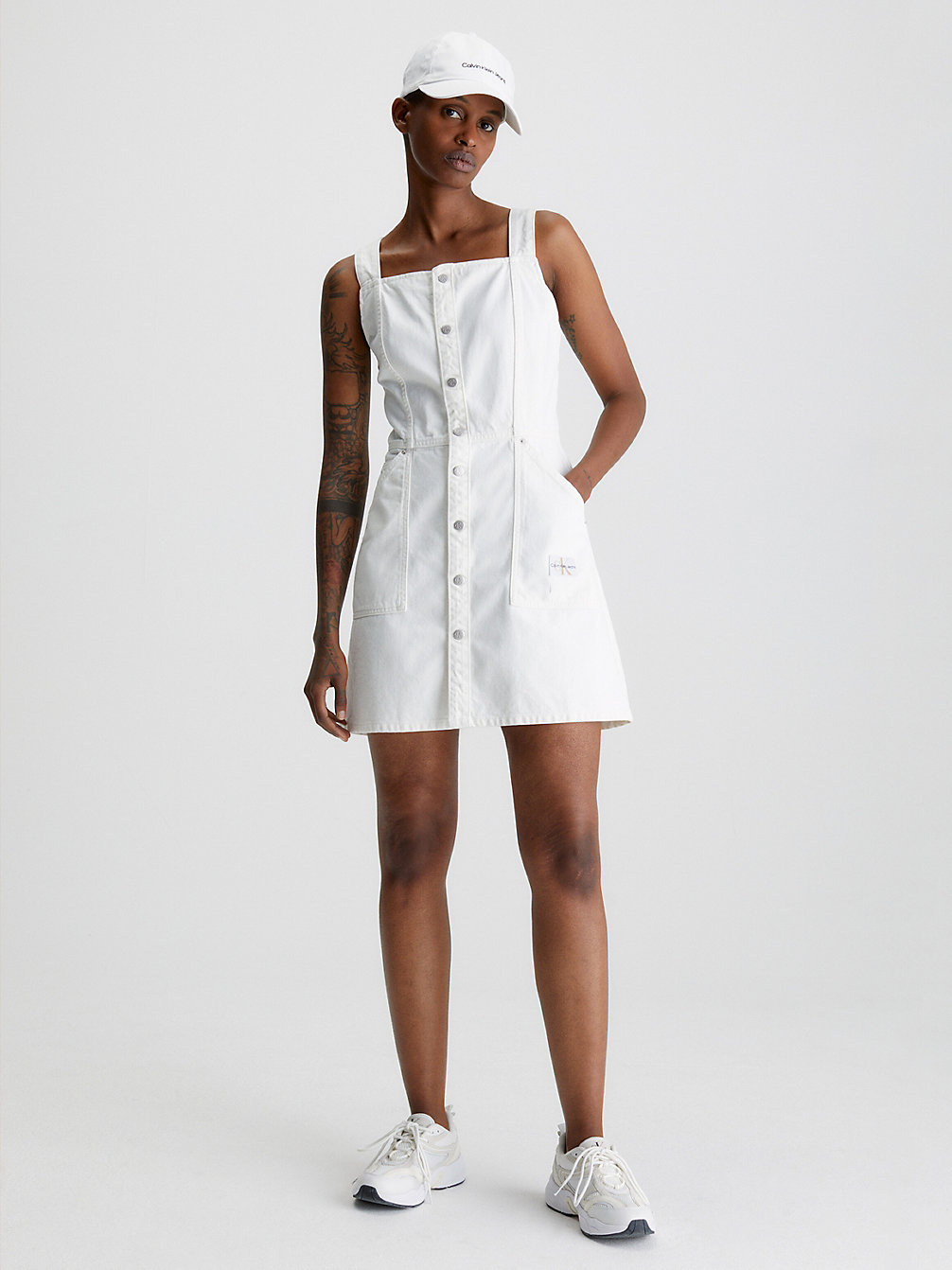 DENIM LIGHT Recycled Denim Button-Through Dress undefined women Calvin Klein