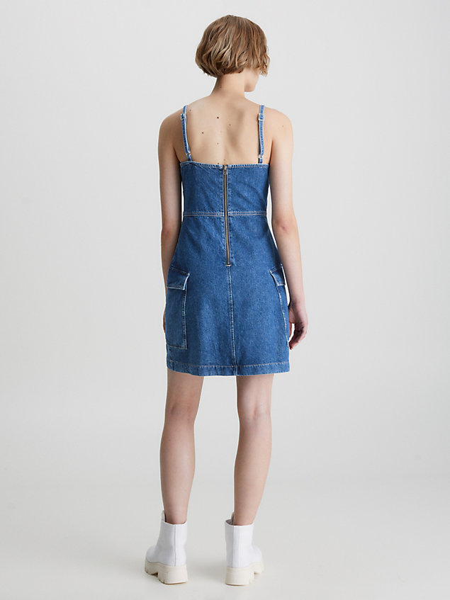blue fitted denim utility jurk voor dames - calvin klein jeans