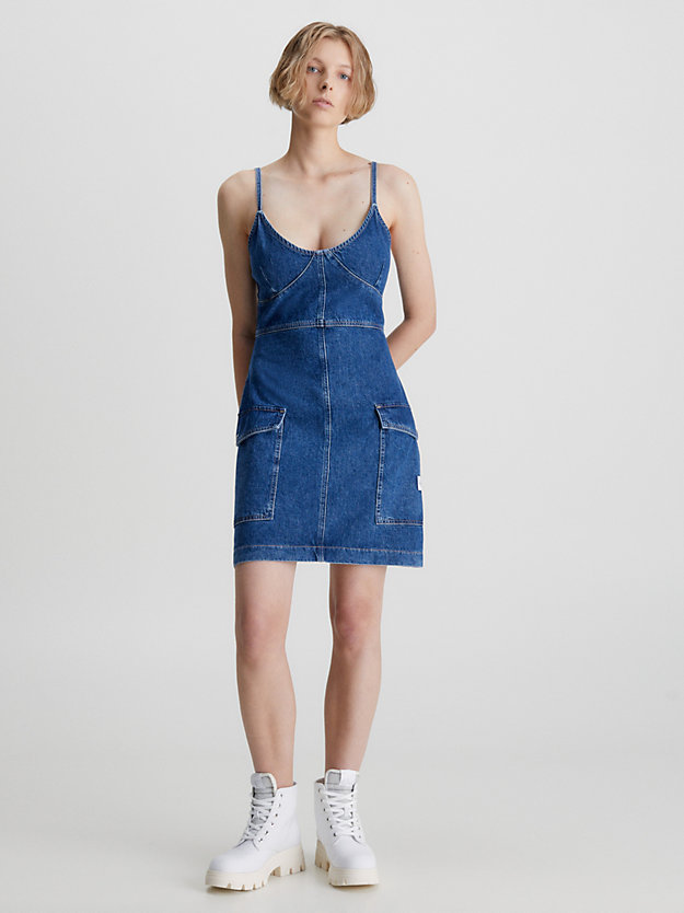 denim medium fitted denim utility dress for women calvin klein jeans