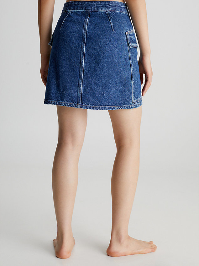 blue gerecyclede denim utility rok voor dames - calvin klein jeans