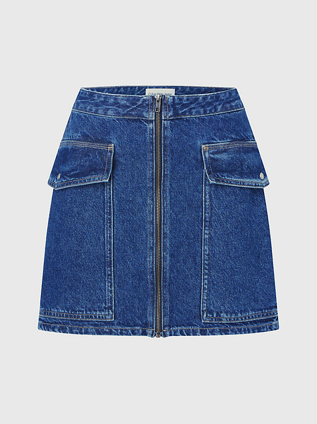 blue utility-rock aus recyceltem denim für damen - calvin klein jeans