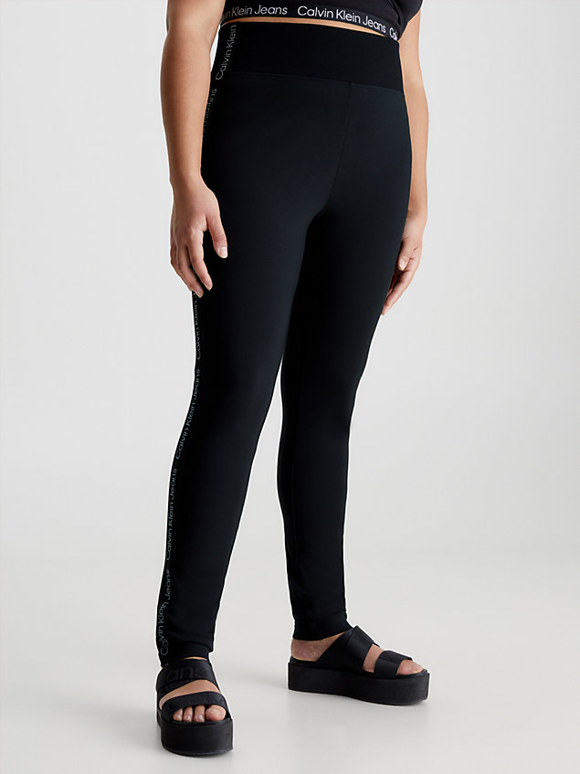 black milano jersey legging met logo tape voor dames - calvin klein jeans