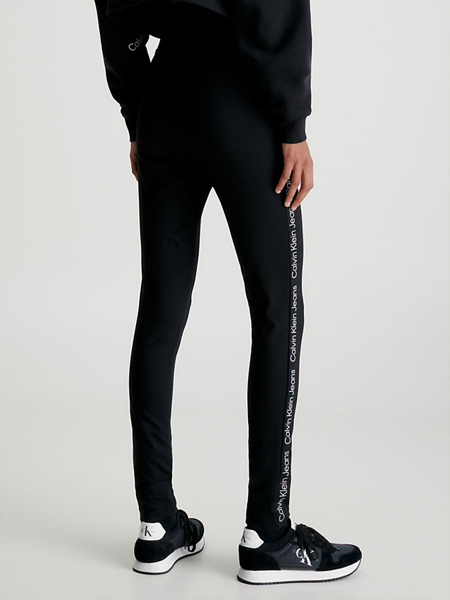 black milano jersey logo tape leggings for women calvin klein jeans