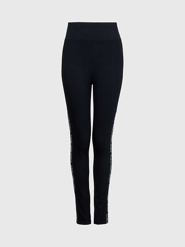 black milano jersey legging met logo tape voor dames - calvin klein jeans