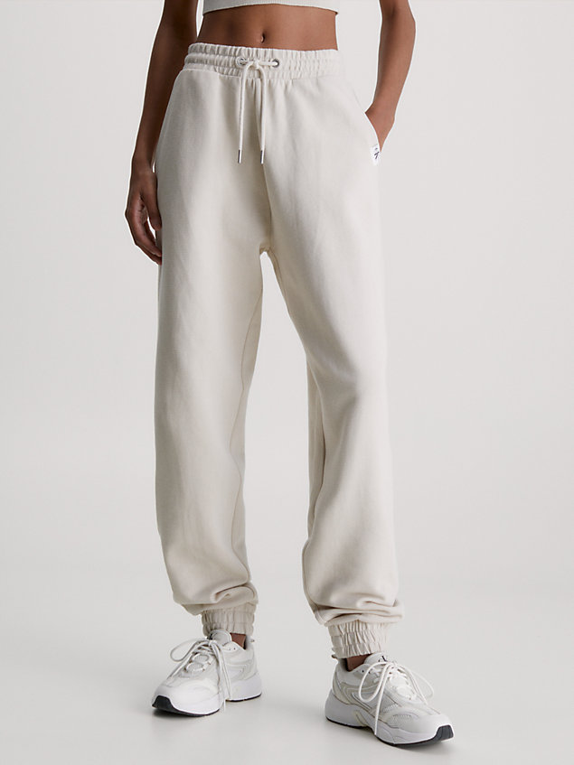 beige relaxed ribbed ottoman joggers for women calvin klein jeans