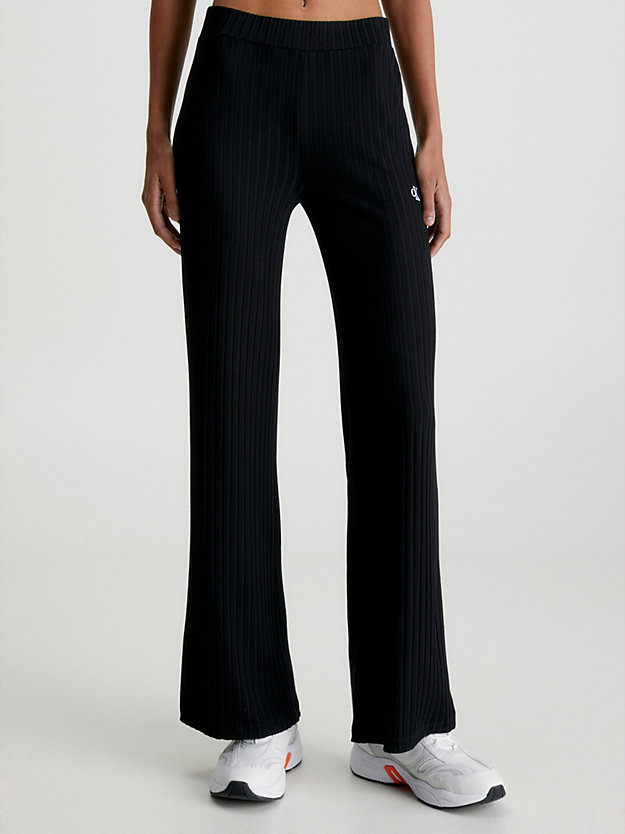 CK BLACK Ribbed Jersey Flared Trousers for women CALVIN KLEIN JEANS