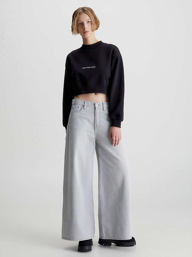 black cropped sweatshirt voor dames - calvin klein jeans
