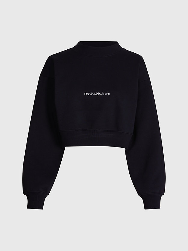 ck black cropped sweatshirt für damen - calvin klein jeans