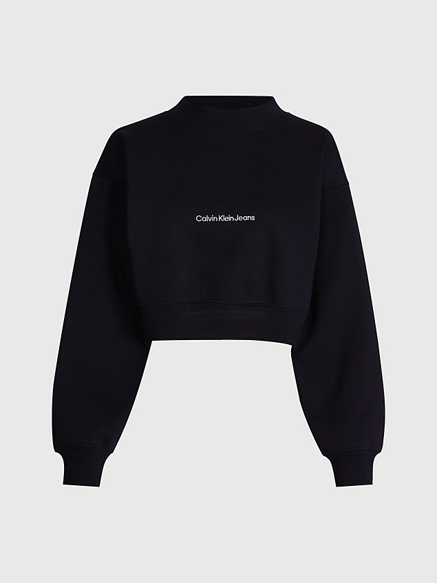 black cropped sweatshirt for women calvin klein jeans