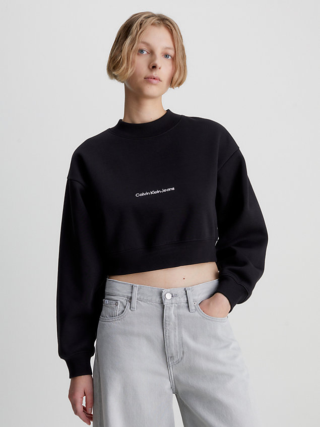 black cropped sweatshirt voor dames - calvin klein jeans
