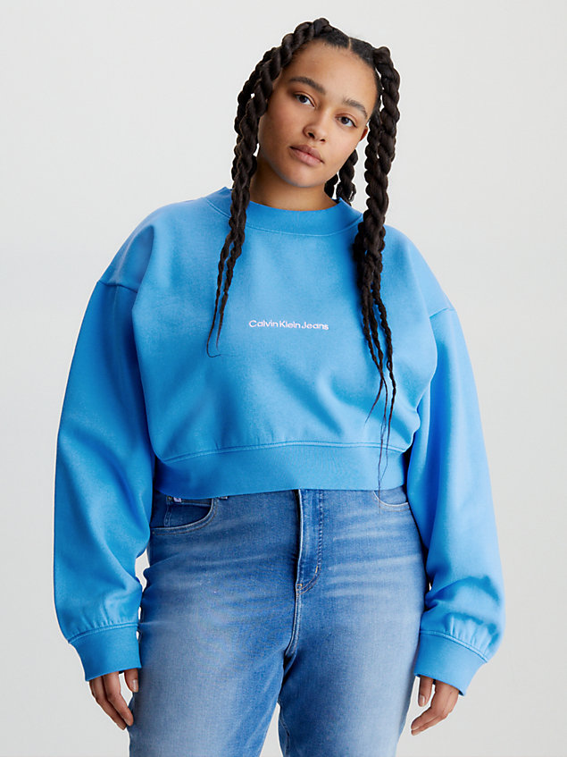 blue cropped sweatshirt for women calvin klein jeans
