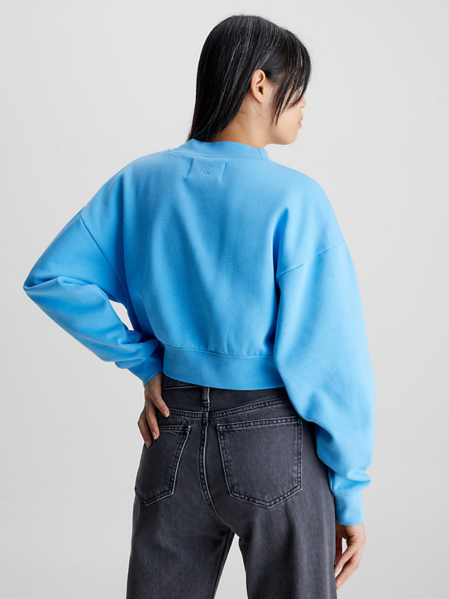 blue cropped sweatshirt for women calvin klein jeans