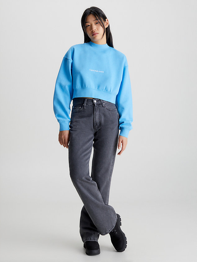 blue cropped sweatshirt voor dames - calvin klein jeans