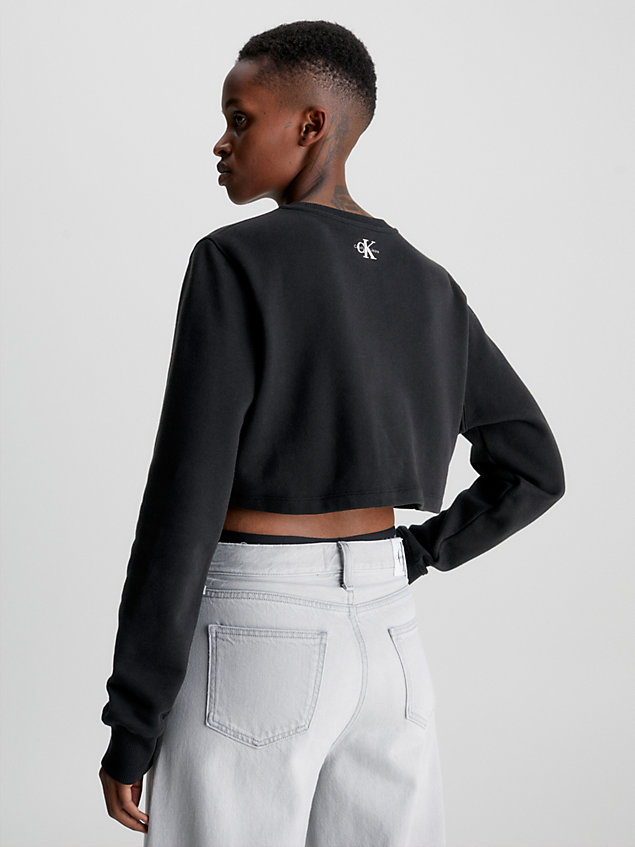black cropped drawstring sweatshirt for women calvin klein jeans