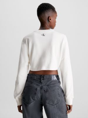 Jeantherapy Split Logo Crop Sweatshirt-vint White XL