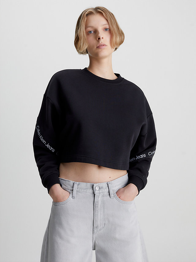 CK Black Sweat-Shirt Court Avec Logo Tape undefined femmes Calvin Klein
