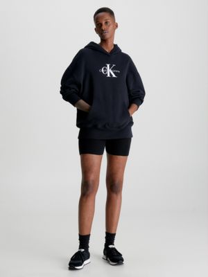 CK BLACK Sudadera oversize con capucha y monograma de mujer CALVIN KLEIN JEANS