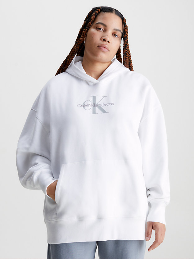 BRIGHT WHITE Oversized monogram hoodie voor dames CALVIN KLEIN JEANS