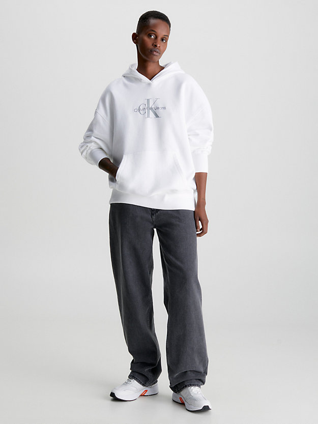 BRIGHT WHITE Oversized monogram hoodie voor dames CALVIN KLEIN JEANS