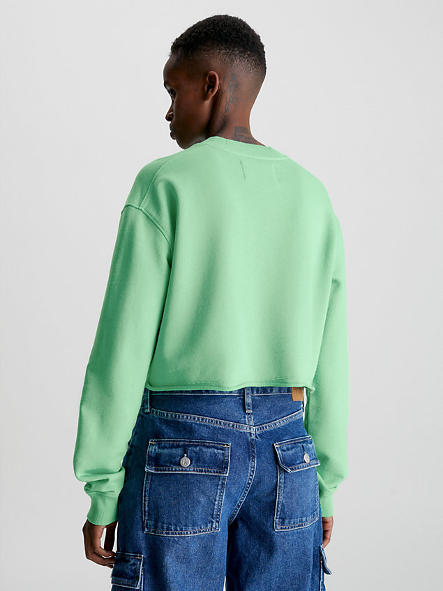green cropped embroidered sweatshirt for women calvin klein jeans