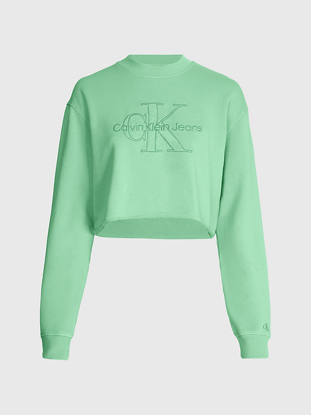 green cropped sweatshirt mit stickerei für damen - calvin klein jeans