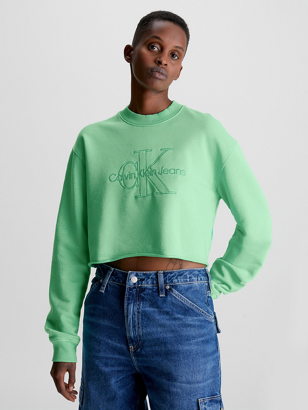 NEPTUNES WAVE Cropped Embroidered Sweatshirt undefined women Calvin Klein