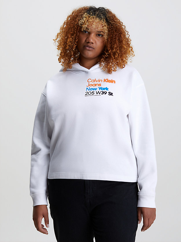 bright white cropped logo hoodie for women calvin klein jeans