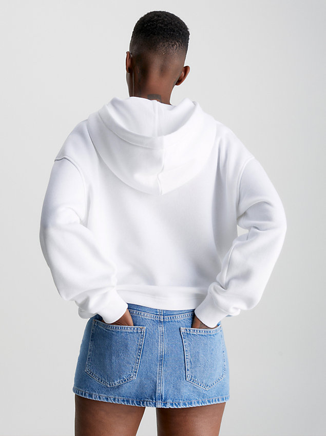 sudadera cropped con capucha y logo white de mujer calvin klein jeans