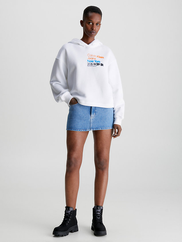 sweat-shirt à capuche court avec logo white pour femmes calvin klein jeans