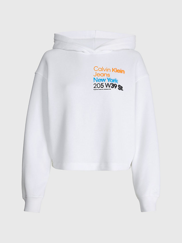 white cropped hoodie met logo voor dames - calvin klein jeans
