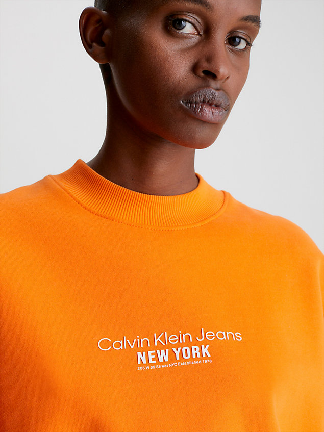 orange cropped embroidered sweatshirt for women calvin klein jeans