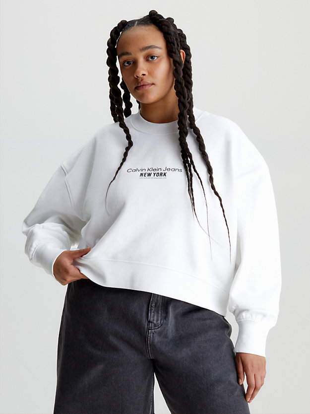 bright white cropped embroidered sweatshirt for women calvin klein jeans