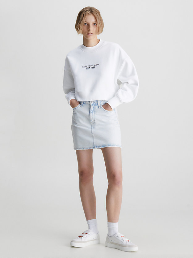 BRIGHT WHITE Cropped Sweatshirt mit Stickerei für Damen CALVIN KLEIN JEANS