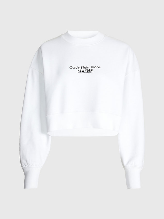 white cropped embroidered sweatshirt for women calvin klein jeans