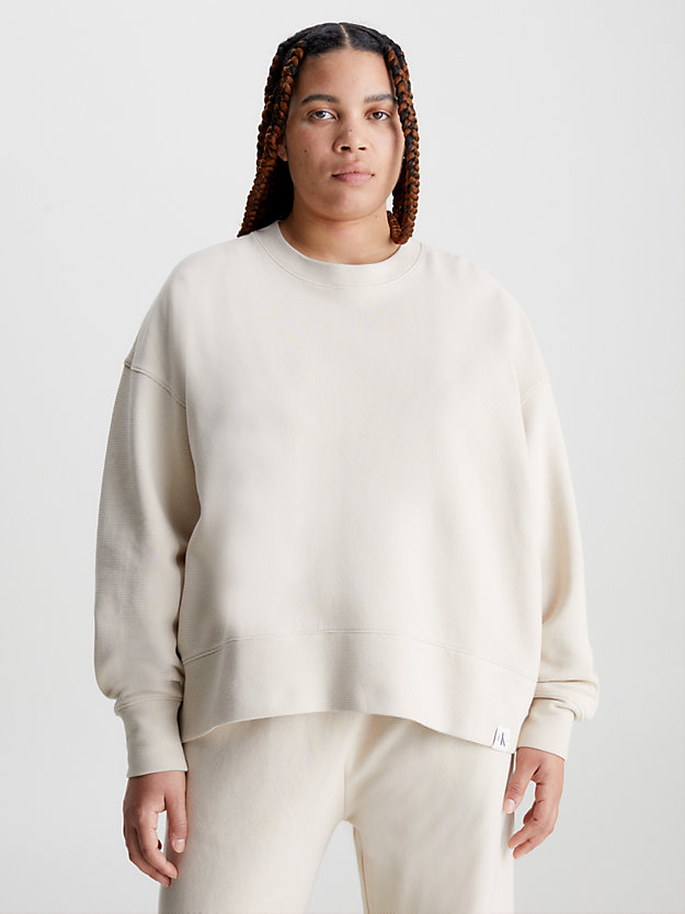 CLASSIC BEIGE Relaxed Ribbed Ottoman Sweatshirt for women CALVIN KLEIN JEANS