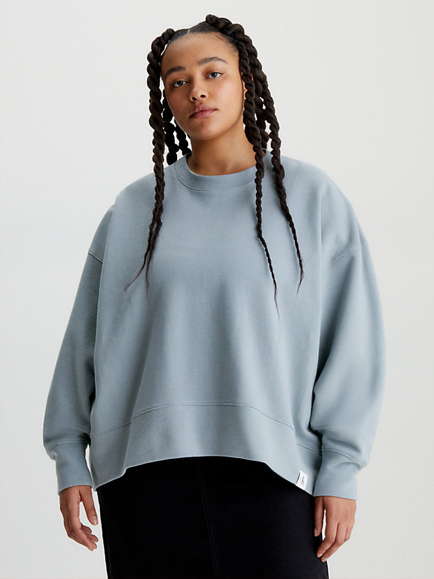 overcast grey relaxed ribbed ottoman sweatshirt for women calvin klein jeans
